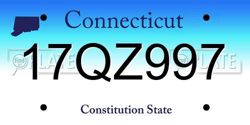 17QZ997 Connecticut License Plate
