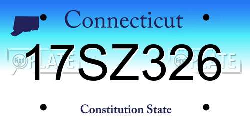 17SZ326 Connecticut License Plate