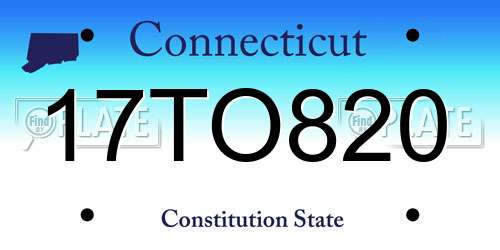 17TO820 Connecticut License Plate
