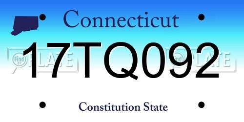 17TQ092 Connecticut License Plate