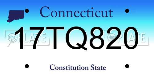 17TQ820 Connecticut License Plate