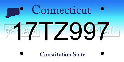 17TZ997 Connecticut License Plate