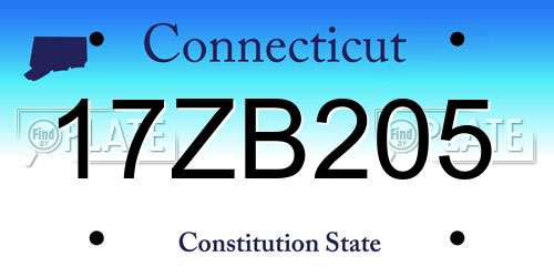17ZB205 Connecticut License Plate