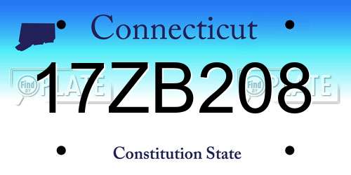 17ZB208 Connecticut License Plate