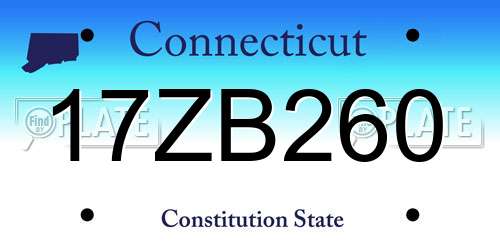 17ZB260 Connecticut License Plate