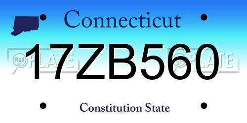 17ZB560 Connecticut License Plate