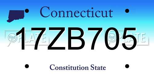 17ZB705 Connecticut License Plate