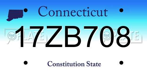17ZB708 Connecticut License Plate