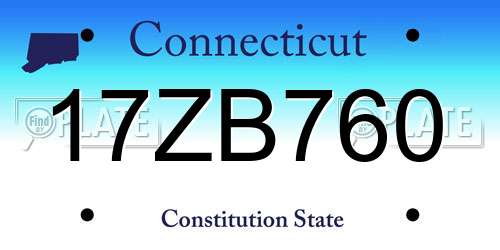 17ZB760 Connecticut License Plate