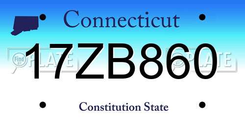 17ZB860 Connecticut License Plate