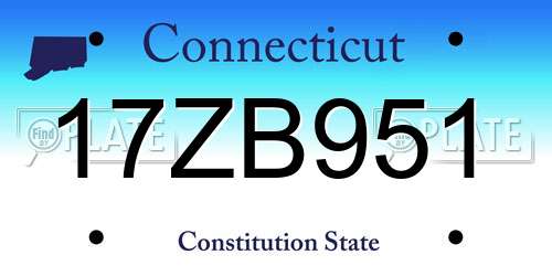 17ZB951 Connecticut License Plate