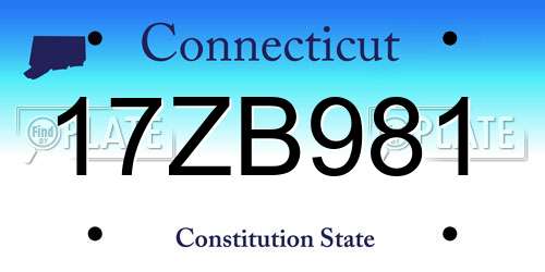 17ZB981 Connecticut License Plate