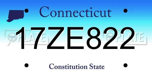 17ZE822 Connecticut License Plate