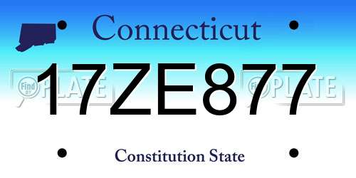17ZE877 Connecticut License Plate
