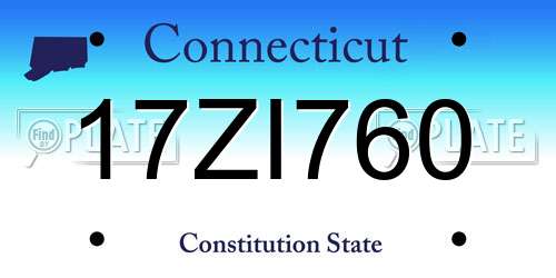 17ZI760 Connecticut License Plate