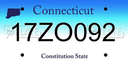 17ZO092 Connecticut License Plate