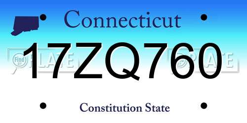 17ZQ760 Connecticut License Plate