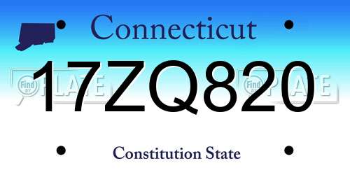 17ZQ820 Connecticut License Plate