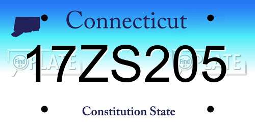 17ZS205 Connecticut License Plate