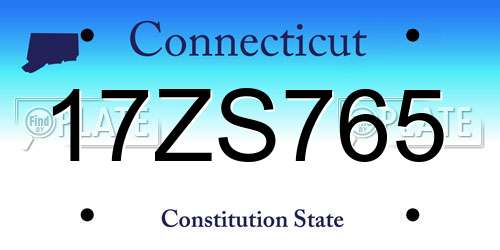17ZS765 Connecticut License Plate