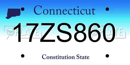 17ZS860 Connecticut License Plate