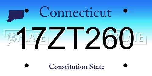 17ZT260 Connecticut License Plate