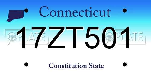17ZT501 Connecticut License Plate