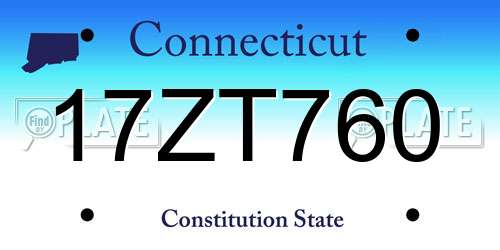 17ZT760 Connecticut License Plate