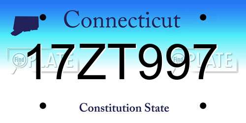 17ZT997 Connecticut License Plate