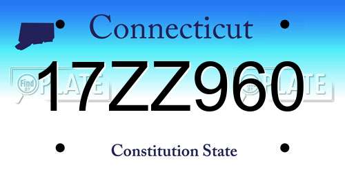 17ZZ960 Connecticut License Plate