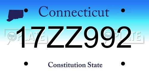 17ZZ992 Connecticut License Plate