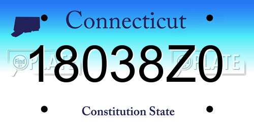 18038Z0 Connecticut License Plate