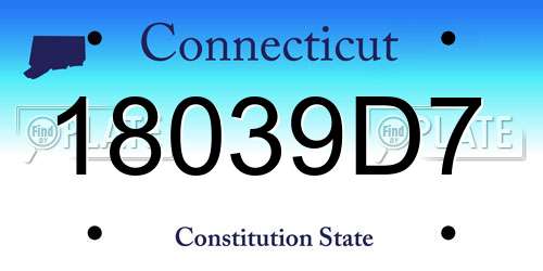 18039D7 Connecticut License Plate