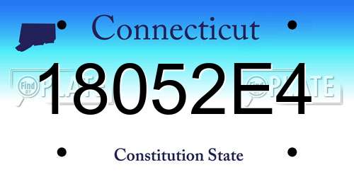 18052E4 Connecticut License Plate