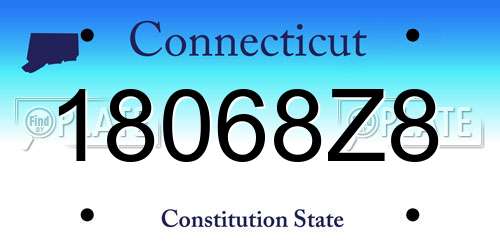 18068Z8 Connecticut License Plate