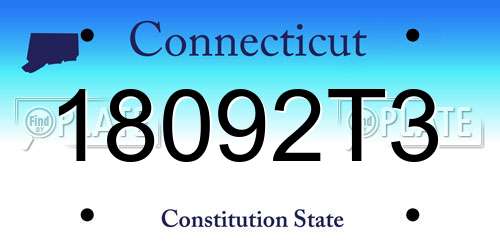 18092T3 Connecticut License Plate