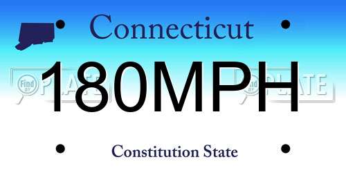 180MPH Connecticut License Plate