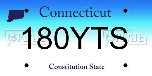 180YTS Connecticut License Plate