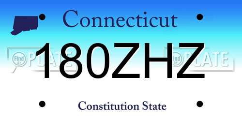 180ZHZ Connecticut License Plate