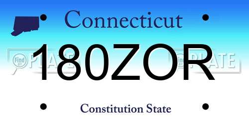 180ZOR Connecticut License Plate