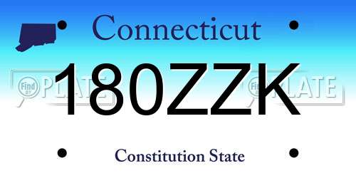 180ZZK Connecticut License Plate