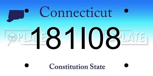 181I08 Connecticut License Plate