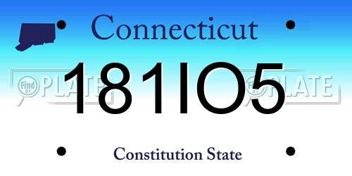 181IO5 Connecticut License Plate