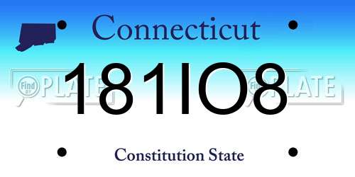181IO8 Connecticut License Plate