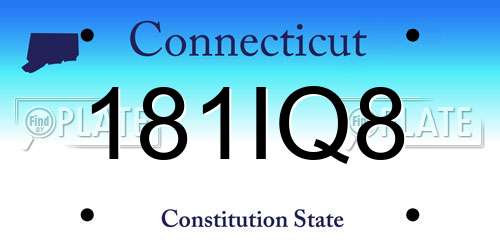 181IQ8 Connecticut License Plate