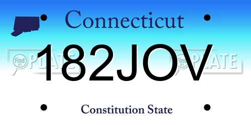 182JOV Connecticut License Plate