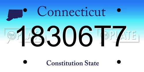 18306T7 Connecticut License Plate