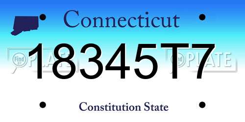 18345T7 Connecticut License Plate