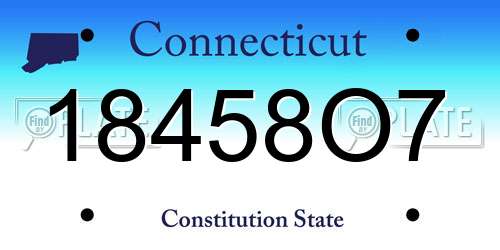 18458O7 Connecticut License Plate