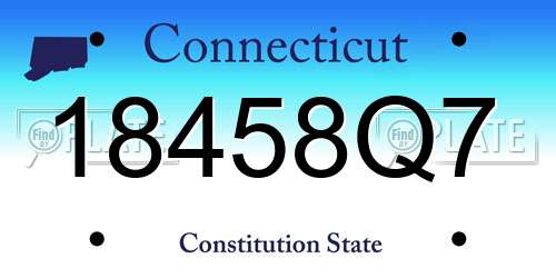 18458Q7 Connecticut License Plate